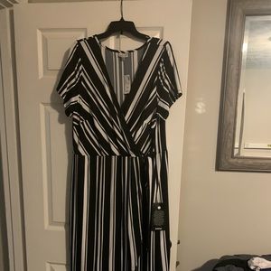 Black and white wrap dress